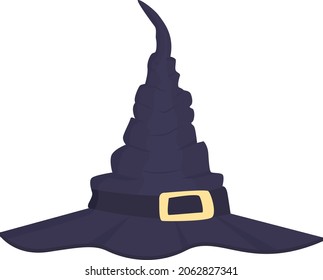 Witch hat semi flat color vector item. Wizard, sorcerer headwear. Realistic object on white. Halloween decoration isolated modern cartoon style illustration for graphic design and animation