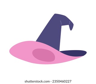 Witch hat semi flat colour vector object. Magical onical crown and wide brim. Editable cartoon clip art icon on white background. Simple spot illustration for web graphic design