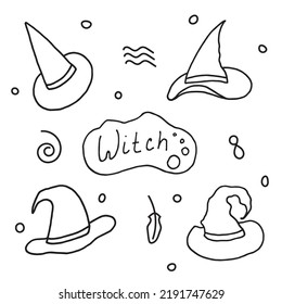 Hexenhut im Doodle-Stil