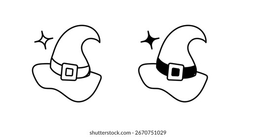 Hexenhut-Set-Symbol mit weißem Hintergrund, Vektorgrafik