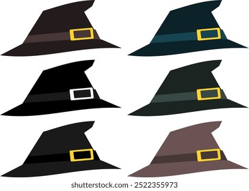 witch hat set. vector graphics