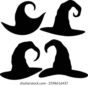 Witch Hat Silhouette in a Clean Flat and Outline Design