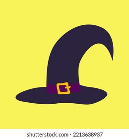 Witch Hat Silhouette Isolated Vector Illustration. Element For Halloween Needs