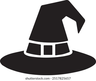 Witch Hat Silhouette Vector Icon illustration on white Background.