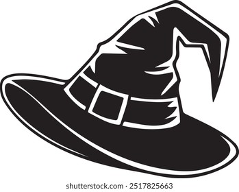 Witch Hat Silhouette Vector Icon illustration on white Background.