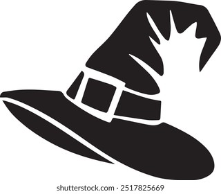 Witch Hat Silhouette Vector Icon illustration on white Background.