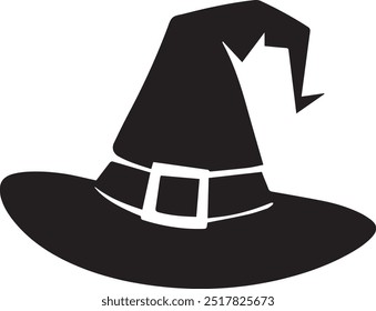 Witch Hat Silhouette Vector Icon illustration on white Background.