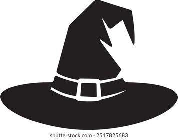 Witch Hat Silhouette Vector Icon illustration on white Background.