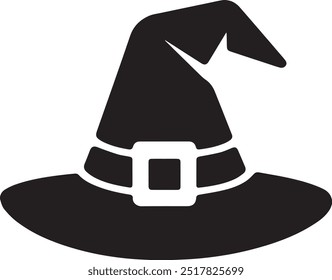 Witch Hat Silhouette Vector Icon illustration on white Background.