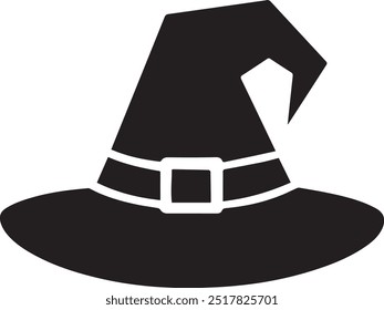 Witch Hat Silhouette Vector Icon illustration on white Background.