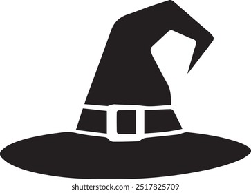 Witch Hat Silhouette Vector Icon illustration on white Background.