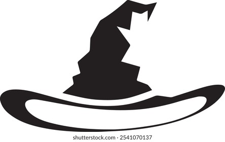 Witch Hat Silhouette Vector Icon illustration on white Background.