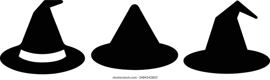 witch hat silhouette. Vector illustration for graphic design, logos, websites, and social media.