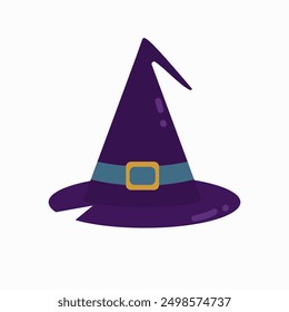 Sombrero de bruja. Diseño de Vector simple para el fondo mágico. Disfraz de Halloween. Fantasía, cuento de hadas, villano. 