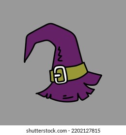 Witch Hat Simple Vector Illustration. Halloween item for design. Editable colored vector. 