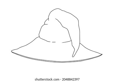 Witch hat sketch. Pointed halloween hat. Vector illustration in sketch style.