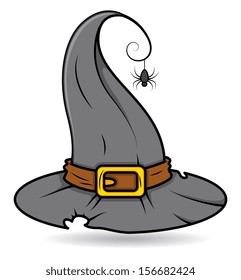 witch hat with a spider vector illustration