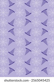 Witch Hat And Spider Web Pattern Background Vector