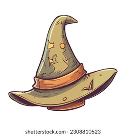 Witch hat symbolizes spooky Halloween isolated