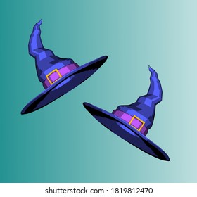 Witch hat with taper belt, 3D perspective view, part of halloween costume. A realistic style accessory for any sacred evening vector