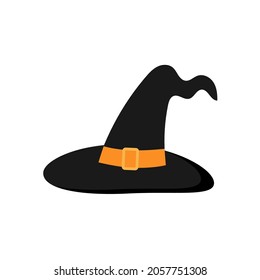 Sombrero de bruja. Símbolo tradicional de Halloween. Diseño del logotipo de iconos. Ilustración vectorial aislada 