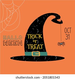 witch hat trick or treat halloween vector