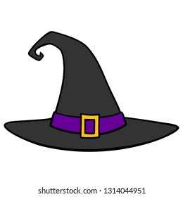 Witch Hat - A vector cartoon illustration of a Halloween Witch Hat.