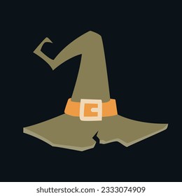 Witch hat. Vector cartoon illustration. Isolated. Flat style.