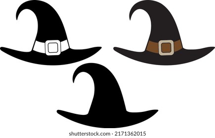 Diseños vectores de sombrero de bruja para halloween.