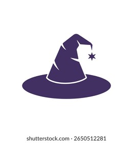 Witch Hat Vector Icon – Halloween Wizard Hat Silhouette Illustration