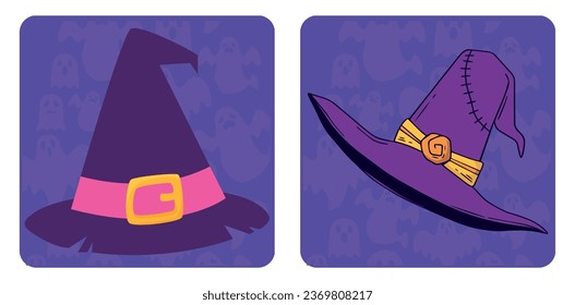 witch hat vector icon set with purple color phone