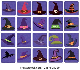 witch hat vector icon set with purple color phone