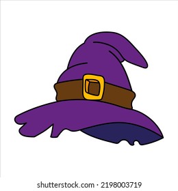 Witch hat vector illustration. Witch craft vector halloween art with white isolated background for your design, print, postcard, poster, book decoration. 