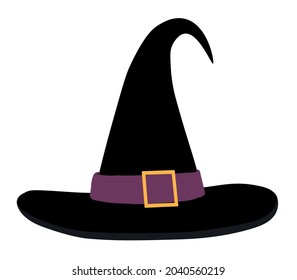 Witch hat. Vector illustration in flat style. Design element for decoration for Halloween, magic and mysticism. 