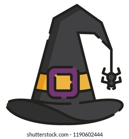 Witch hat vector illustration in line color design