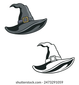 witch hat vector illustration. Simple design outline style. 