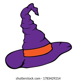 Witch hat vector isolated on the white background. Hand drawn illustration for print design, banner, logo, poster