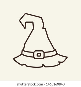 Witch hat vector line icon. Clothes, Halloween, attribute. Holiday concept. Vector illustration can be used for topics  like holiday, Halloween, symbol