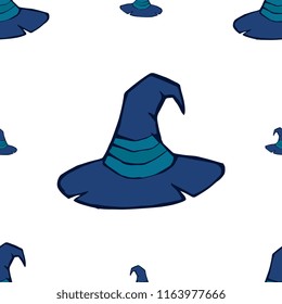 Witch hat vector seamless pattern