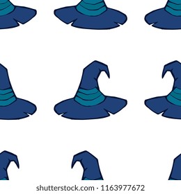 Witch hat vector seamless pattern
