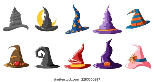 Witch hat vector set collection graphic clipart design