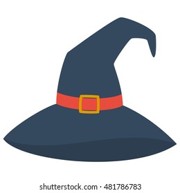 Witch hat or vector sorceress cap halloween wizard cartoon dark accessory on white background