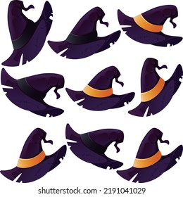 Witch hats for halloween costumes, vectorized.
