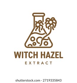 Extrato de avelã de bruxa - emblema em negrito linha. Design minimalista destacando o extrato de avelã de bruxa, um renomado ingrediente de remédio natural e solução