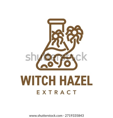 Witch Hazel Extract - emblem in bold line. Minimalistic design highlighting witch hazel extract, a renowned natural remedy ingredient and solution