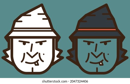 Witch Head in Cartoon Style. Suitable to use as children mask and fit to place on t-shirt design, mug and other merchandise when Halloween event.