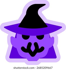 witch head purple design sticker style