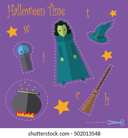 witch  helloween postcard 
