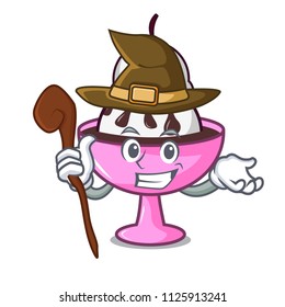 Witch ice cream sundae mascot cartoon