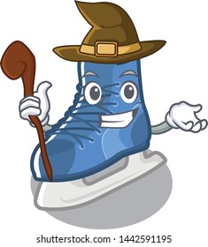 Witch ice skates in character wooden cabinets